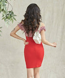 【2色】ミニドレス キャバドレス リボン チェック柄 新作 脚長効果 かわいい MY2-MLS3970A