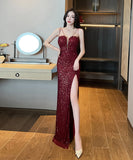 【ブラック・レッド】新作 ロングドレス パーティードレス キラキラ 結婚式 忘年会 MY2-YM9140