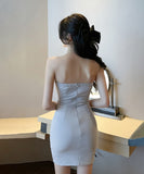 3色 ミニドレス キャバドレス 新作 ノーショルダー 谷間魅せ MY2-YM8742