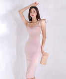 ドレス ひざ丈ドレス かわいい ピンク 新作 淑やか 結婚式 宴会 MY2-ZED88218A71