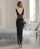 ロングドレス レース セクシー 谷間魅せ 新作 パーティー 二次会 MY2-MLS2498