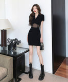 ミニドレス キャバドレス 新作 肌見せ 着痩せ 脚長効果 MY2-LQE-9508H350