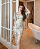 ひざ丈ドレス ミニドレス 新作 レース 花柄 高見え MY2-JY50042