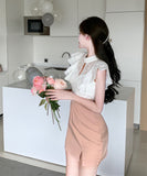 ミニドレス 高見え 新作 かわいい レース フリル 肌見せ MY2-HYL-X1898