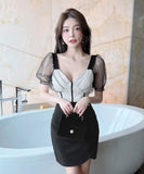 【3色】ミニドレス キャバドレス かわいい 新作 キラキラ 谷間魅せ MY2-EMK1815