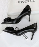 【10cm/7cmヒール】ハイヒール パンプス キラキラ 花 立体感 高見え パーティー 3色 MY5-DS-3391-AH56