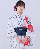 【日本即日発送】浴衣 浴衣セット 兵児帯 半身柄 浴衣2点セット レディース 古典柄 大人柄 祭り 花火 フリーサイズ 個性的 大人可愛い 簡単 上品  YKT-BS-001