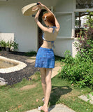 【3点セット】デニムビキニ セクシー 超人気 ホルターネック ストレッチ アップバンド XH7-DP- A31364