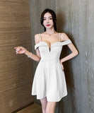 3色 ミニドレス キャバドレス 新作 Ｖネック Ａライン 体型カバー MY2-YM8755