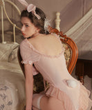 ランジェリー セクシー 透け感レースボディスーツ スコスプレ ウサギ耳ボディスーツセット しっぽ付き KS2-GRG5258