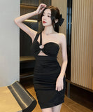 ミニドレス キャバドレス 谷間魅せ ワンショルダー 指名 目線ゲット MY2-YM8737