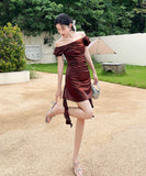 ミニドレス 可愛い 韓国っぽ パフスリーブ お洒落 セクシー XH2-ZED889609GT347