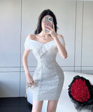 ミニドレス キャバドレス キラキラ セクシー オフショルダー キャバクラ XH2-ZED885334DXH449