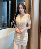 【ブラック＆ホワイト】ミニドレス キャバドレス 新作 かわいい MY2-YM8743