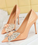 【4色】ハイヒール パンプス パーティー 宴会 リボン ピカピカ かわいい MY5-3391-H9