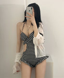 千鳥格子 水着ビキニ 夏 可愛い モノキニ 体型カバー 温泉 旅行 XH7-JCL8211