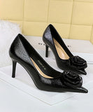 【10cm/7cmヒール】ハイヒール パンプス キラキラ 花 立体感 高見え パーティー 3色 MY5-DS-3391-AH56