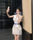 ミニドレス キャバドレス Vネック エレガント 通勤 同伴 着痩せ 気質 大人可愛い XH2-XKD-D445-2308-Jun4