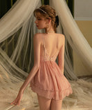 2色 刺繡 ベビードール  ルームウエア パジャマ 透け感 MY8-EFE16623