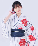 【日本即日発送】浴衣 浴衣セット 兵児帯 半身柄 浴衣2点セット レディース 古典柄 大人柄 祭り 花火 フリーサイズ 個性的 大人可愛い 簡単 上品  YKT-BS-001