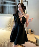 キャバドレス 谷間魅せ フリル ミニドレス 谷間魅せ キラキラ MY2-YM8735