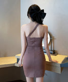 【4色】ミニドレス キャバドレス 新作 指名 かわいい ワンショルダー MY2-YM8739
