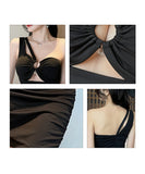 ミニドレス キャバドレス 谷間魅せ ワンショルダー 指名 目線ゲット MY2-YM8737