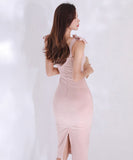 ドレス ひざ丈ドレス かわいい ピンク 新作 淑やか 結婚式 宴会 MY2-ZED88218A71