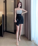 ミニドレス キャバドレス 新作 かわいい ノーショルダー MY2-LQE-5937GT536