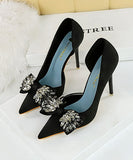 【ヒール10.5CM/7.5CM】ハイヒール パンプス 高見え 新作 ゴージャス ピカピカ リボン MY5-6168-H3