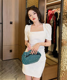 【ブラック＆ホワイト】ミニドレス キャバドレス かわいい 新作 脚長効果 MY2-JY20083