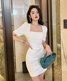 【ブラック＆ホワイト】ミニドレス キャバドレス かわいい 新作 脚長効果 MY2-JY20083