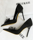 【ヒール10.5CM/7.5CM】ハイヒール パンプス 高見え 新作 ゴージャス ピカピカ リボン MY5-6168-H3