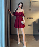 【4色】新作 ミニドレス Aライン かわいい フリル 着瘦せMY2-YM8747