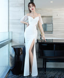 【ブラック＆ホワイト】ロングドレス ミニドレス 新作 ゴージャス 肌見せ セクシー MY2-XYD2319