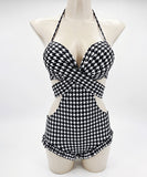 千鳥格子 水着ビキニ 夏 可愛い モノキニ 体型カバー 温泉 旅行 XH7-JCL8211