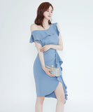 ひざ丈ドレス ドレス 新作 2色 ゴージャス 同伴 二次会宴会 MY2-ZED888010BH506