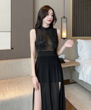 ロングドレス 新作 セクシー パーティードレス 透け感 セクシー MY2-YM9141