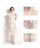 ひざ丈ドレス 刺繡 かわいい ゴージャス 高見え 透け感 レース MY2-ZY-9065-701