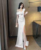 ロングドレス パーティードレス 新作 フリル ワンショルダー MY2-YM9152