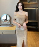 ロングドレス キラキラ かわいい 新作 パーティー 宴会 MY2-YM9147