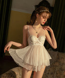 2色 刺繡 ベビードール  ルームウエア パジャマ 透け感 MY8-EFE16623