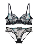 【4色】上下セット ランジェリー ブラ 下着 刺繡 レース 高級感 MY8-SMX9208