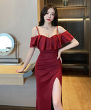 ロングドレス パーティードレス フリル ゴージャス 高見 MY2-YM9144