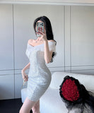 ミニドレス キャバドレス キラキラ セクシー オフショルダー キャバクラ XH2-ZED885334DXH449