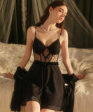 【2色】セクシールームウェア 透けシースルー ナイトウェア 大人セクシー レースキャミソール KS8-GRC6030