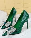 【4色】ハイヒール パンプス パーティー 宴会 リボン ピカピカ かわいい MY5-3391-H9