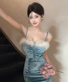 4色 ロングドレス かわいい 新作 セクシー パーティー ドレス MY2-LQE7721