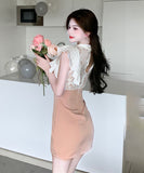 ミニドレス 高見え 新作 かわいい レース フリル 肌見せ MY2-HYL-X1898