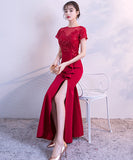 パーティードレス ロングドレスレース 刺繡 肌見せ 谷間魅せ MY2-MLS4277